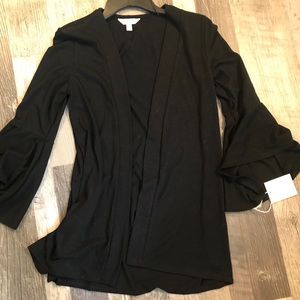 Black ruffle sleeve cardigan